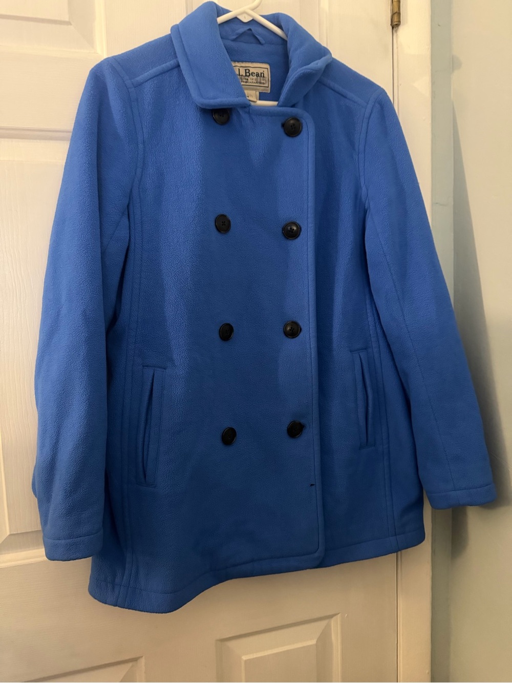 L.L.Bean Women’s Medium Blue Fleece Double Breasted Peacoat Jacket